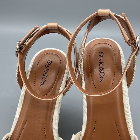 NEW Style & Co Women’s Mailena Wedge Espadrille Sandals Beige Size 8W - Picture 5 of 10